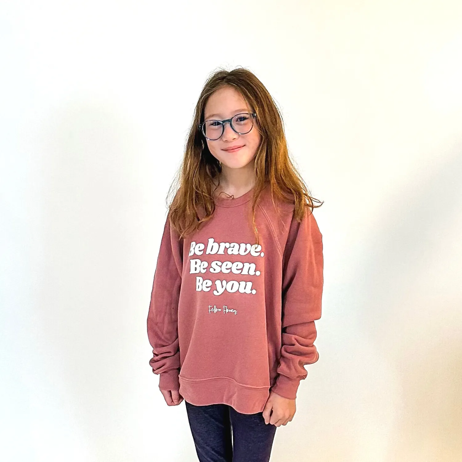 Be Brave Youth Sweatshirt – Gray and Pink